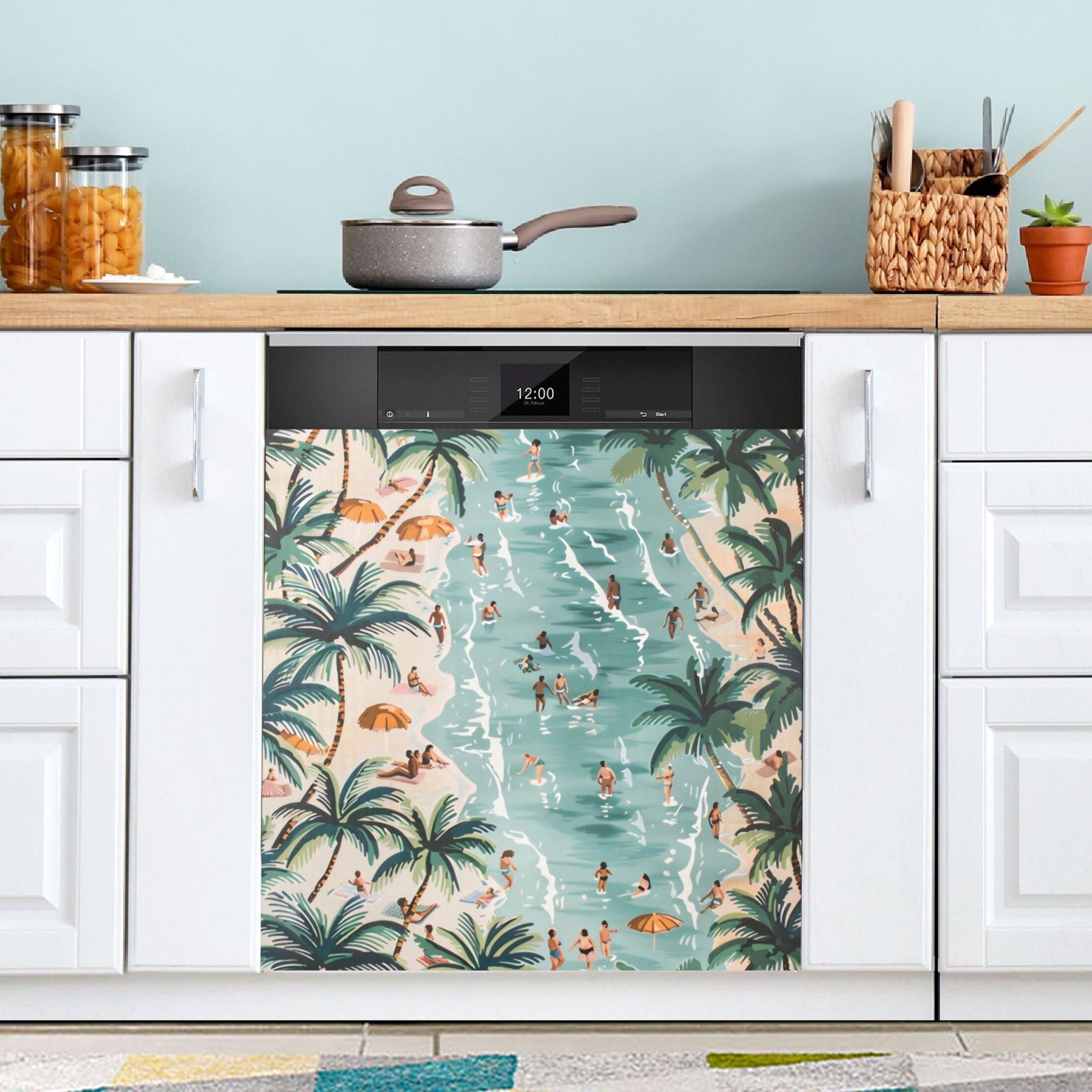 Dishwasher Magnetic Sticker 23x26 Inch Refrigerator Magnetic Sticker Washing Machine Magnetic Sticker Kitchen Panel Magnetic Sticker Home Decor Beach Swimming