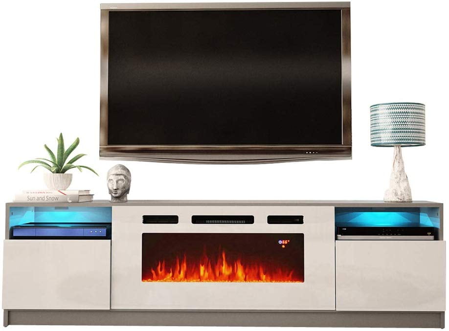 York WH02 Electric Fireplace Modern 79" TV Stand