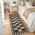 thumbnail image 2 of Hasoo Checkered Easy Jute Runner Rug 2x6 Kitchen Indoor Outdoor Entryway Non-Slip Washable Neutral Carpet for Front Door Porch, Yellow/Black, 2 of 5