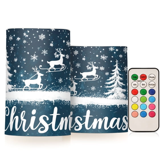 BZSMCE Flameless Candles LED Lights Design White Snowflakes Reindeer Creativity Battery Candles