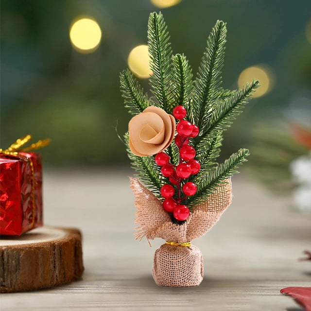 TIMIFIS Mini Pattern 10Inch Mini Artificial Christmas Tree Christmas Decor Mini Christmas Tree Home Office Party Home Decoration