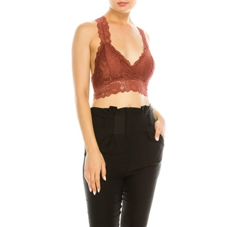 Racerback Heart - Salt Tree Women's Strappy Sweetheart Racer Back Lace Push Up Bralette