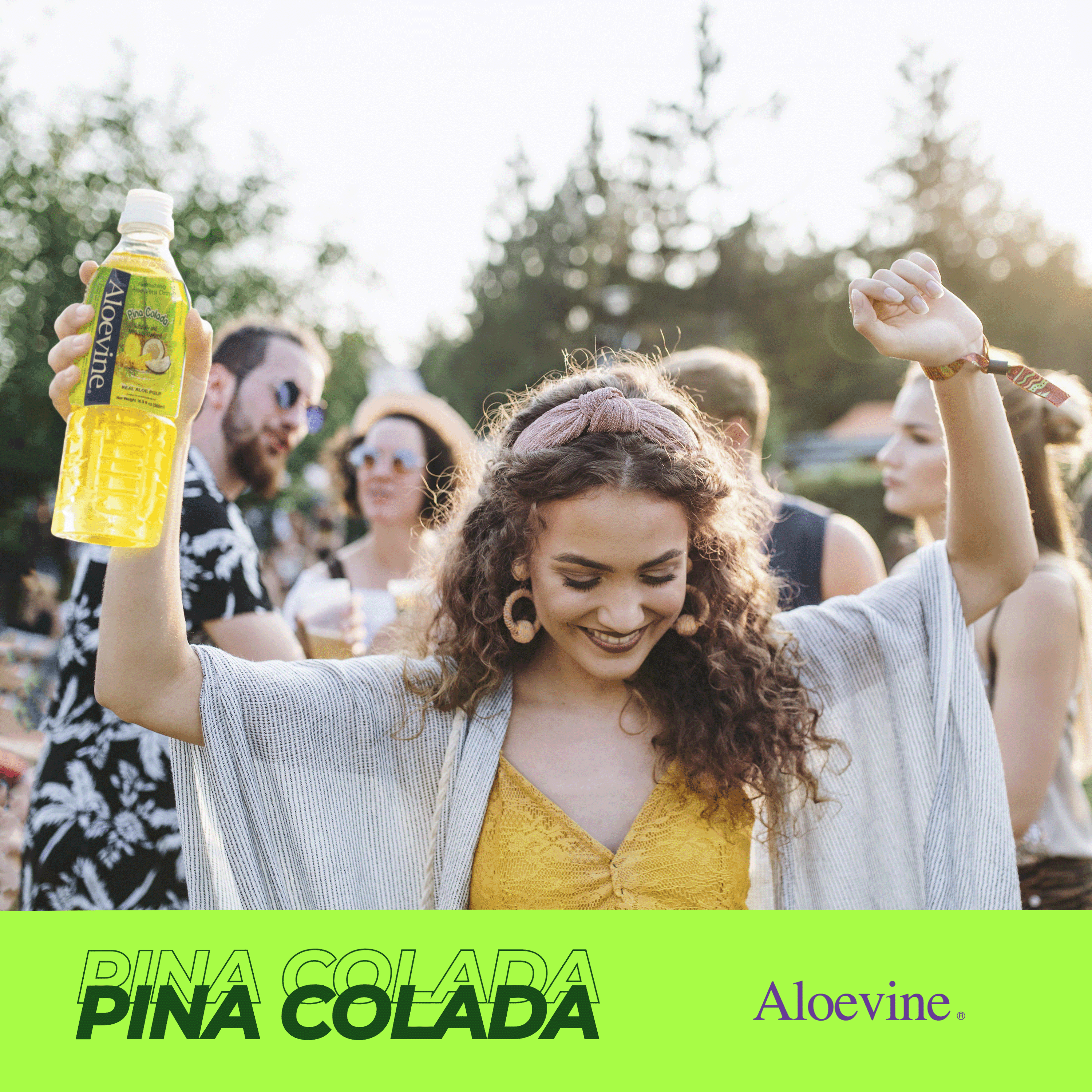 Aloevine Pia Colada Aloe Vera Drink with Aloe Pulp, 16.9 fl oz, 20 Count  Bottles