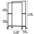 thumbnail image 4 of Double Rods Clothes Rack with Wheels, Domaci Portable Clothing Rack with Bottom Shelves for Shoes, Heavy Duty Garment Racks for Hanging Clothes, Multi-Functional Closet Rack, Black, 1 Tiers, 4 of 7