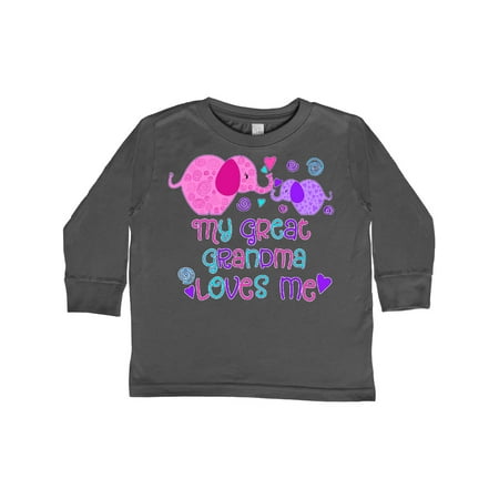 

Inktastic My Great Grandma Loves Me- cute elephants Gift Toddler Boy or Toddler Girl Long Sleeve T-Shirt
