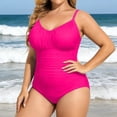 thumbnail image 2 of XIAONU oversize Women's Ruched Front Swimwear Slim Fit Sleeveless V Neck One Piece Swimsuit Stretchy Tummy Control Beach Swimsuits, 2 of 4