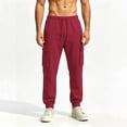 thumbnail image 3 of Jalioing Mens Cargo Sweatpants Solid Color Drawstring Elastic Waist Cuffed Joggers with Pocket Casual Outdoor Sport Pants, 3 of 7