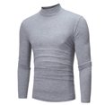 thumbnail image 2 of Blczomt Mens T-Shirts Clearance Under $5 Long Sleeve Gray Turtleneck Solid T Shirt L, 2 of 3