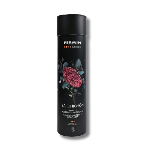 Fermin Iberico Acorn-Fed Salchichon Tube (1 lb) – Salchichon Iberico de Bellota – Dry-Cured Spanish Sausage Made from Acorn-Fed Pork
