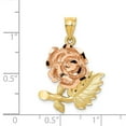 thumbnail image 3 of 14k Gold Two-tone Solid Satin Diamond-cut Flower Pendant Charm, 3 of 3