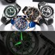thumbnail image 5 of Gwong Electrónica Mini enfoque Hombres con estilo Luminoso 6 agujas Reloj de pulsera mecánica con calendario, 5 of 7