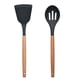 thumbnail image 1 of Juego de utensilios de silicona antiadherente de 2 piezas con mangos de madera redondeados para cocinar y hornear, 1 of 5