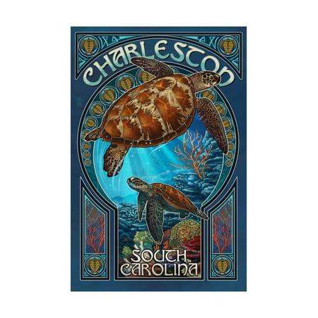 Charleston, South Carolina - Sea Turtle Art Nouveau Print Wall Art By Lantern