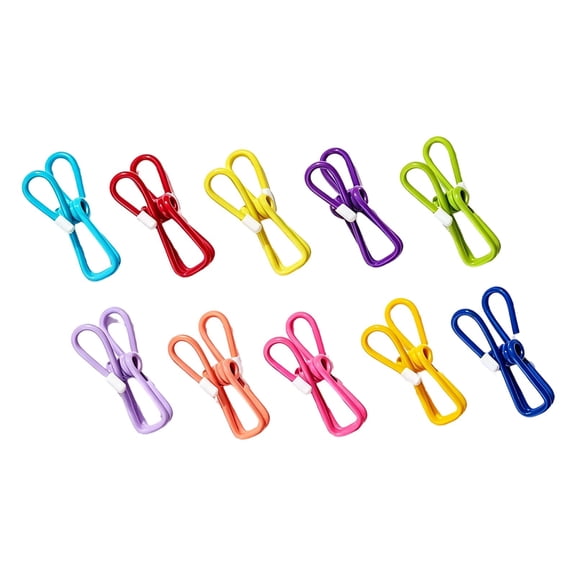 10 Pack Colorful Metal Chip Bag Clips With Rubber Caps Pvc Coated Strong Spring Clips For Snacks Clothes And Paper