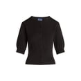 thumbnail image 2 of Scoop Women's Missy Short Sleeve Crew Neck Tall Rib Cardigan Sweater, Sizes XS-XXL, 2 of 2