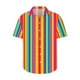 thumbnail image 4 of USNSM Men's Vertical Striped Turndown Collar Button Shirt Short Sleeve Summer Color Block Hawaiian Beach Vacation Striped Print Shirts Multicolor XXL, 4 of 5