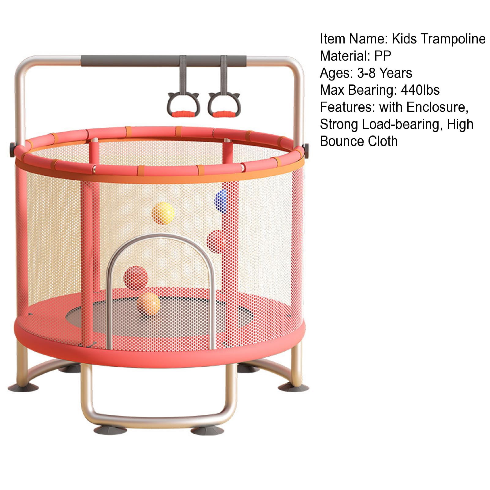 Trampoline,Adjustable Toddler Trampoline with Basketball Hoop,Swing,Sandbag,Ocean Balls,440lbs Indoor Outdoor Toddler Trampoline with Enclosure Net