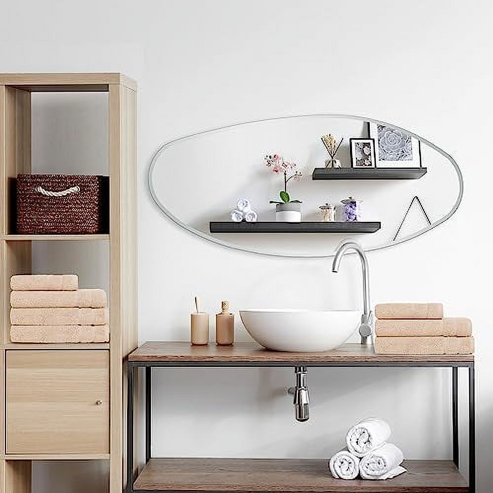 AUA CROWN Irregular Frameless Water Drop Wall Mirror, 47x23 Inch Irregular Oval Wall Mirror, Decorative Wall Mirror For Living Room Bedroom Bathroom, Horizontal or Vertical Mounting
