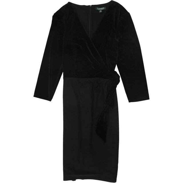 Vestido de cóctel Ralph Lauren con corpiño de terciopelo para mujer negro 12