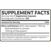 Healths Harmony Olive Leaf Extract Capsules with 20% Oleuropein, Antioxidants Supplement, 120 Count