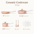 thumbnail image 2 of Ceramic Cookware Set Nonstick, 9pcs Pots and Pans Set Non stick, Non-Toxic & PFAS-Free,Dishwasher, RV/Camping Cookware Set,Sauce Pan with Lid, Pink, 2 of 6