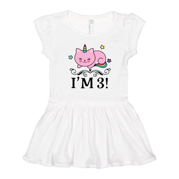 Inktastic Third Birthday Cat Unicorn Girls Toddler Dress
