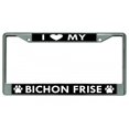 thumbnail image 1 of Cadre d'Immatriculation Chromé pour Chien "I Heart My Bichon Frise", 1 of 1