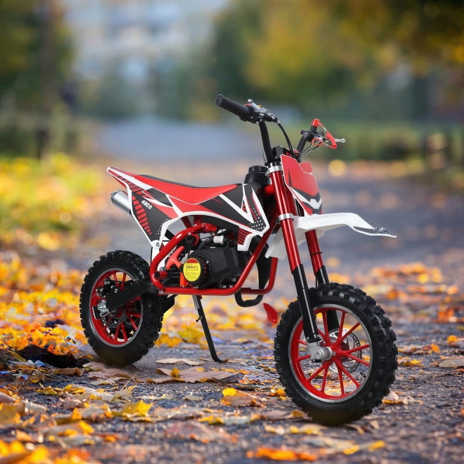 49cc Dirt Bike for Kids & Adults, 2-Stroke Mini Bike with Off Road Tires, Front & Rear Disc Brakes, Pull Start Pit Bike, 25MPH Maximum Speed
