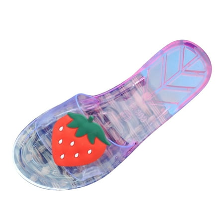 

Youmylove Women Slide Slippers Crystal Shoes Summer Fruit Transparent Jelly Flat Beach Sandals Leisure Ladies Cozy Daily Walking