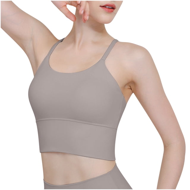 Timegard Longline Sports Bra for Women Full Coverage High Support Breathable Workout Running Yoga Bras