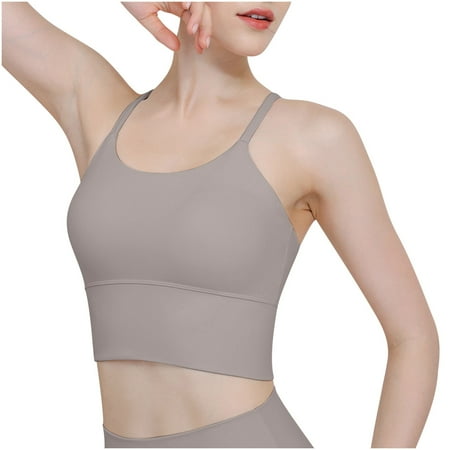 Tnhcen Backless Sports Bra Women s Sports Bra Fitness Running Shockproof Tank Top Front Zipper No Steel Ring Comfort Sports Bra Bralette Breathable Underwear for Women  Gray  M
