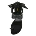 thumbnail image 3 of YDN Women Fashion Ring Toe Ankle Wrap Sandals Wide Strap Lace Up Low Heels Chic Party Dressy Summer Shoes Size 7 Black, 3 of 4