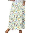 thumbnail image 2 of Viikei Women's Skirt in Stretchy Fabric,Viikei Women's Printed Elastic Waistband Pleated Pocket Skirt With Mid Calf Skirt Khaki L, 2 of 5