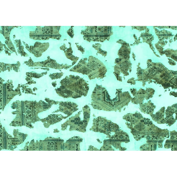 Ahgly Company Indoor Rectangle Abstract Turquoise Blue Modern Area Rugs, 8' x 12'