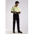 thumbnail image 3 of Men Solid Lemon Yellow Cotton Polo with Embroidered Logo and Collar Stand, 3 of 6