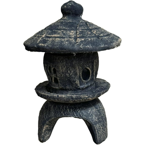 Solid Rock Stoneworks Small Round Concrete Pagoda Statue for Garden, Japanese/Chinese/Asian Style- Autumn  Color