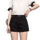 thumbnail image 4 of Pantalones vaqueros negros para mujer, pantalones cortos holgados de cintura alta con dobladillo de verano, pantalones súper cortos con palabra, pantalones calientes versátiles altos y delgados, 4 of 5
