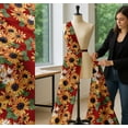 thumbnail image 5 of Soimoi Red Cotton Voile Fabric Leaves & Sunflower Floral Print Fabric by the Yard 56 Inch Wide, 5 of 7