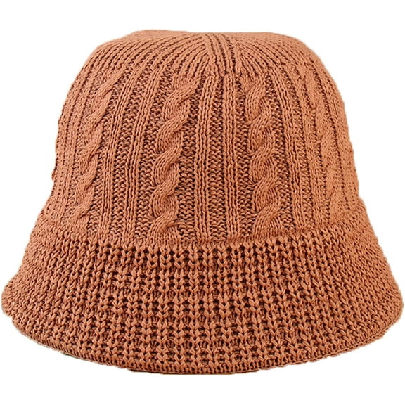 CoCopeaunts Women Bucket Hat Winter Thickness Fashion Knit Cloche Hat Solid Color Warm Crochet Cap for Outdoor Sport Walking
