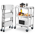 thumbnail image 2 of Chariot Utilitaire Robuste à 3 Niveaux Pliable – Roues Silencieuses Verrouillables – Capacité de 330 Lb – Pliable, Rangement Facile, Chariot de Service Roulant pour Bureau, Maison, Garage, Entrepôt – Petit Noir, 2 of 8