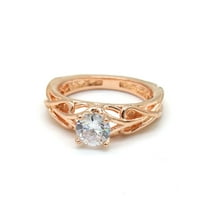 14k Rose Gold Plated Filigree Engagement Ring with crystals