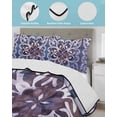 thumbnail image 4 of Quilts Queen Size, Blue Purple Ethnic Soft Comforter Bedding Set for Bed, Rustic Boho Flowers Impressionist Lightweight Quilted Bedspread with Pillow Cover(2 Pieces) for All Season, 90x96 Inch, 4 of 6