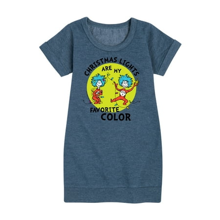 

Cat in the Hat - Christmas Lights Are My Favorite Color - Toddler And Youth Girls Fleece Dress