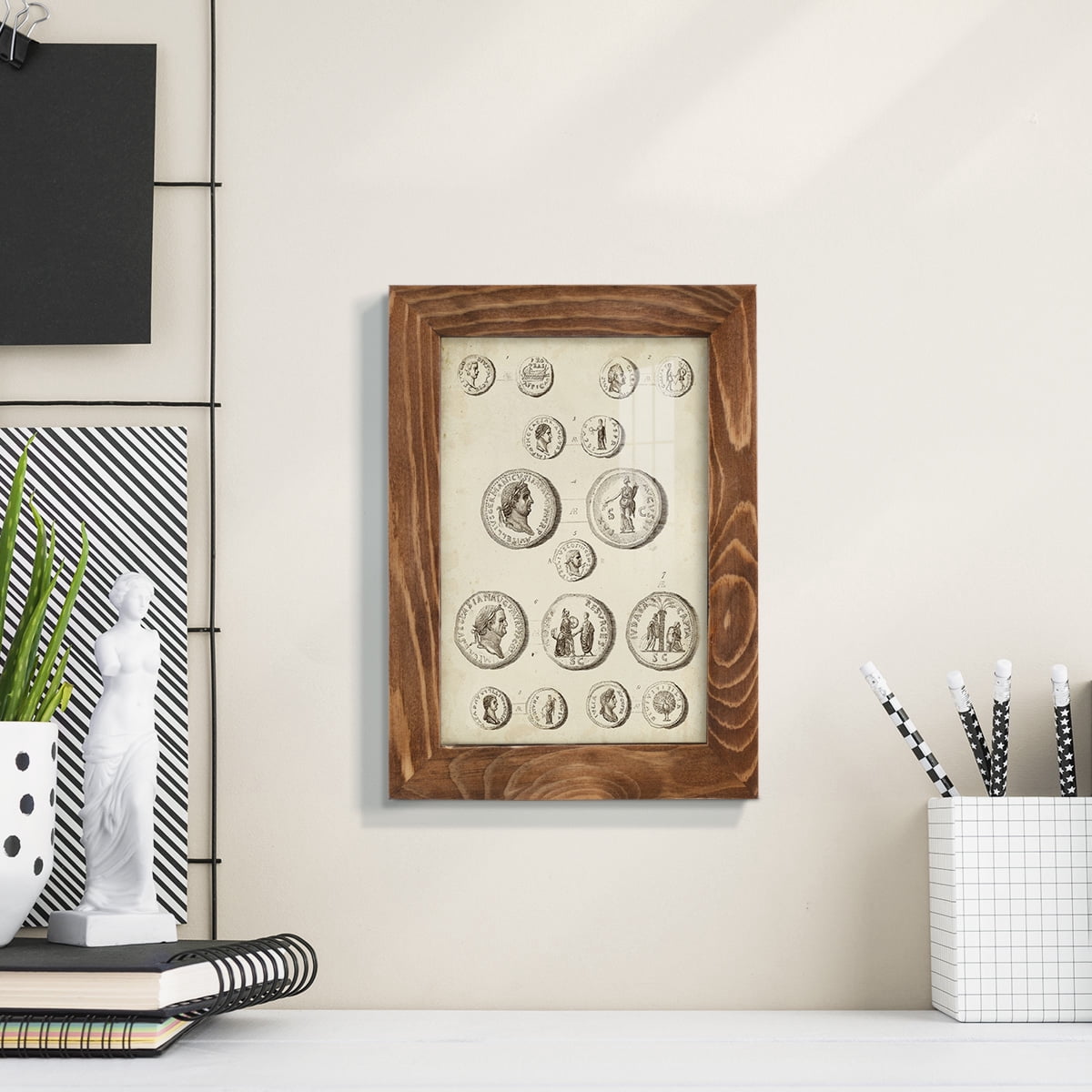 Antique Roman Coins III -Framed Print w/glass-Walnut