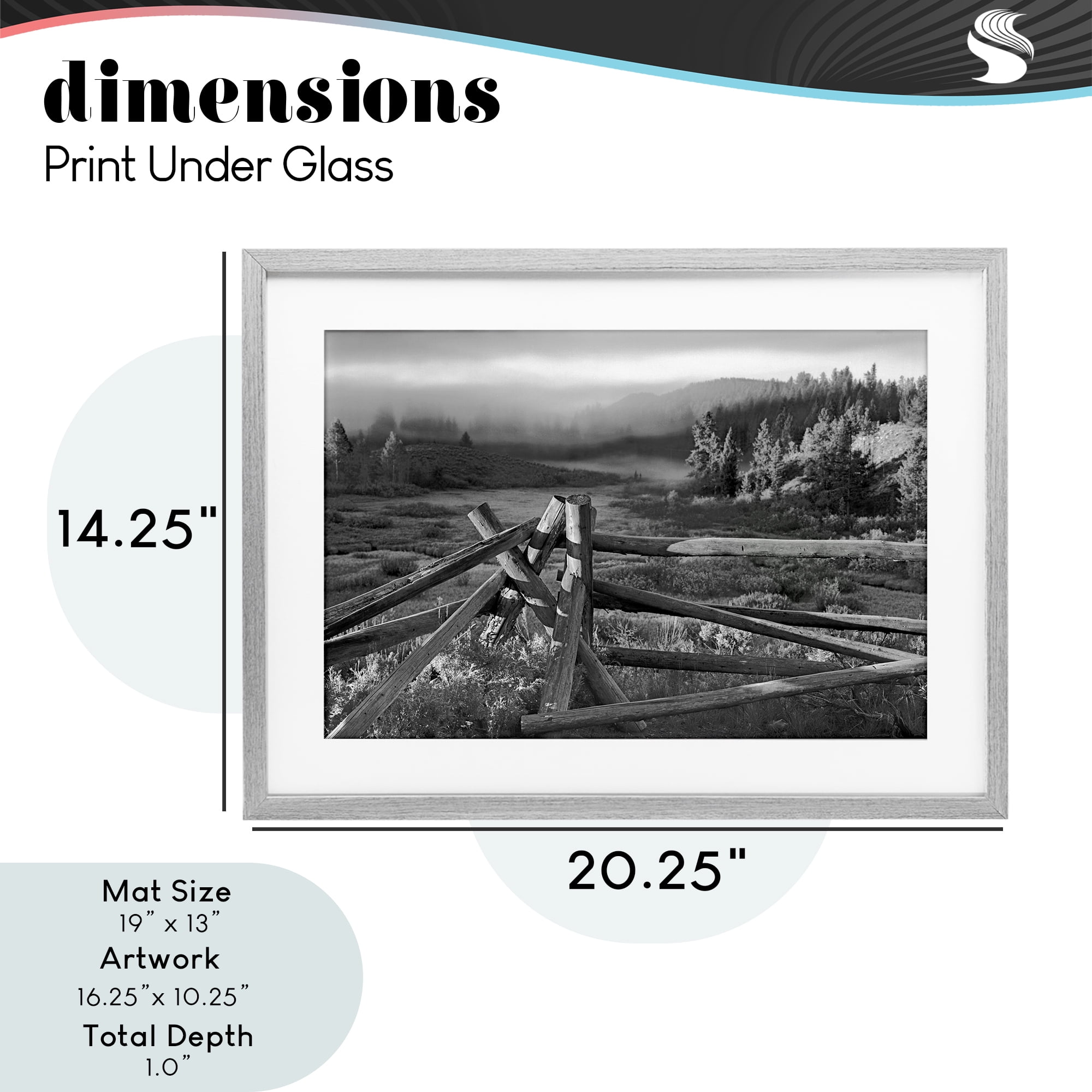 Grand Tetons Fence Beyond Gray Framed Print Under Glass, design by MJ Photography