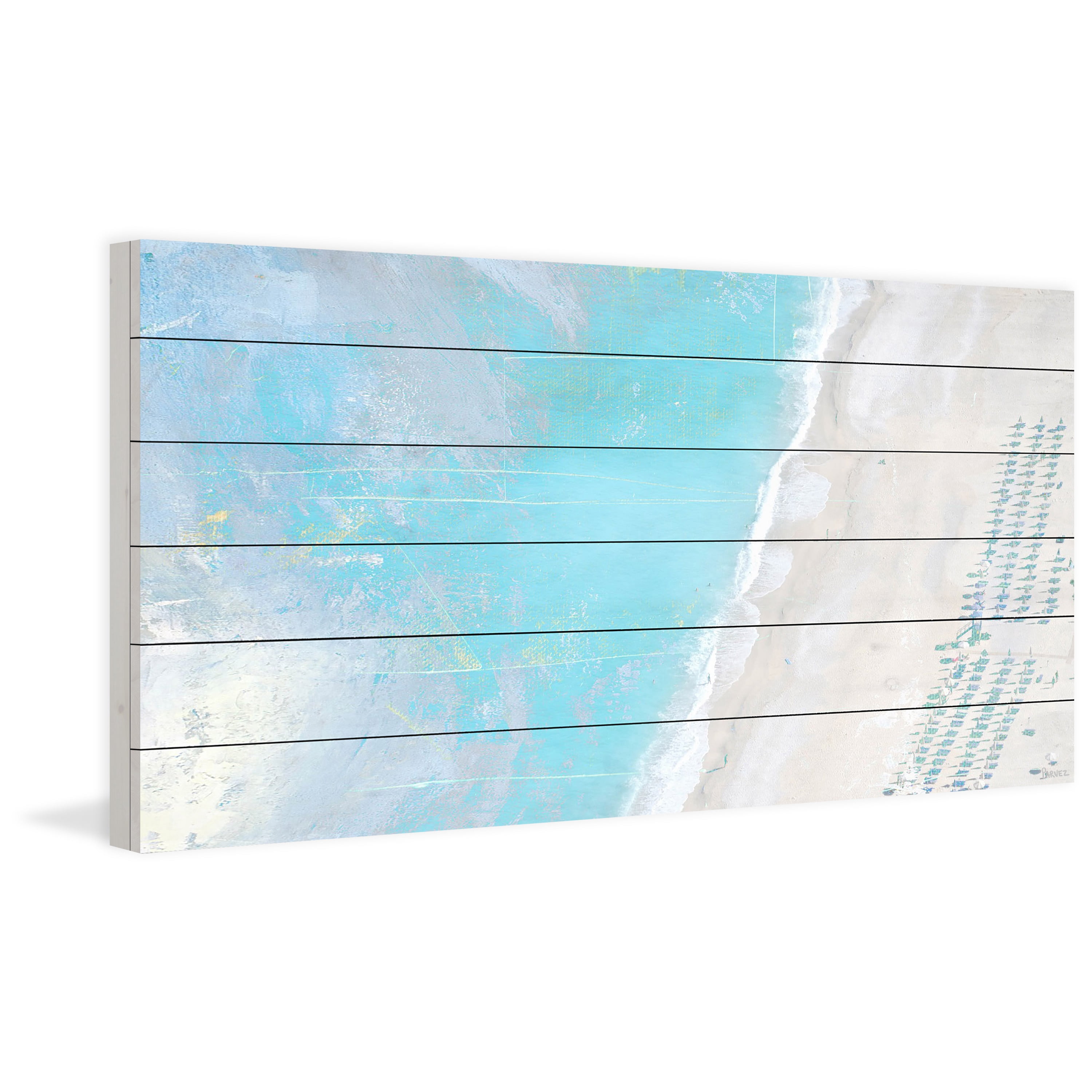 "Hazy Beach" Painting Print on White Wood