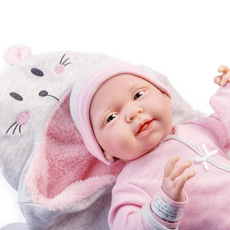 JC Toys, Soft Body La Newborn 15.5 inches Baby Doll -Pink Bunny