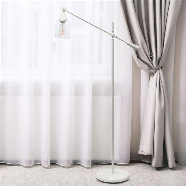 All the Rages LF1030-WHT Elegant Designs Pivot Arm Floor Lamp with Glass Shade, White