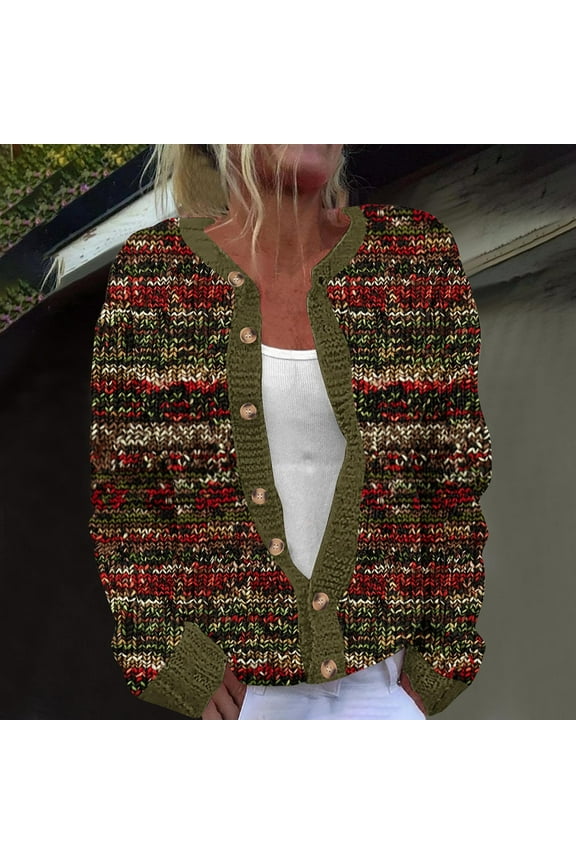 Vintage Sweaters for Women Xmas Fair Isle Graphic Knit Cardigans Ugly Button Down Long Sleeve Coats Womens Gifts for Christmas