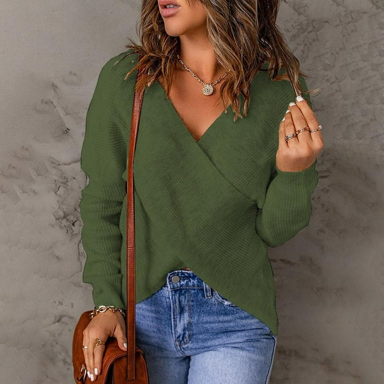 Sexy Cross Solid Color V- neck Knitting Sweaters Sexy Cross Solid Color V- neck Knitting Sweaters